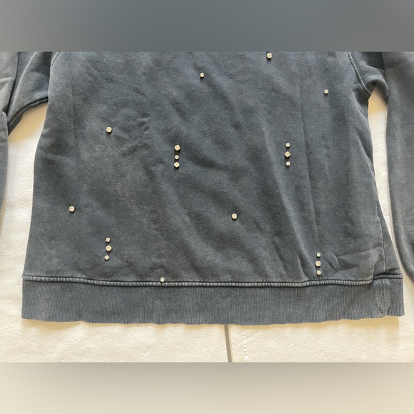 Zara Gray Sweatshirt with rhinestone Studded Design size small - Picture 5 of 6
